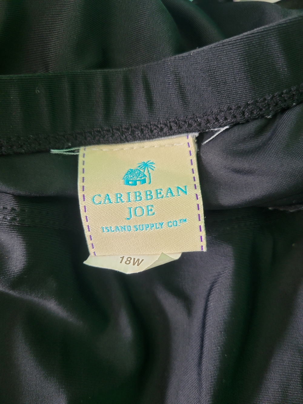 Caribbean Joe Black Active Swimwear Skirtini Plus Sz 18W Stretchy Bathing Suit - Picture 4 of 5